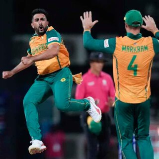 South Africa get over the line in another thriller and knock-out the hosts, the West Indies in North Sound as Tabraiz Shamsi stars with the ball for the South Africans.