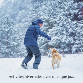 Activités hivernales avec musique jazz. Exercices sportifs, Passer du temps libre à l'extérieur, Joie, Satisfaction