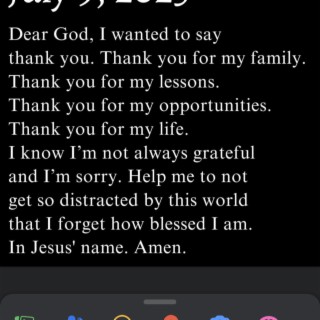 Dear god, Thank you