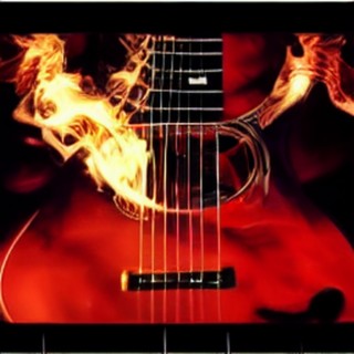 guitar on fire 燃えているギター