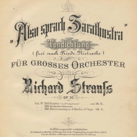 Also Sprach Zarathustra (I violin solo) ft. Richard Strauss | Boomplay Music