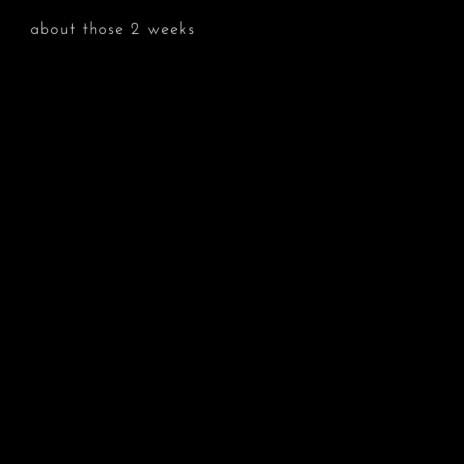 About Those 2 Weeks | Boomplay Music