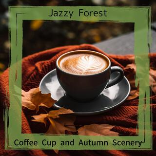 Coffee Cup and Autumn Scenery