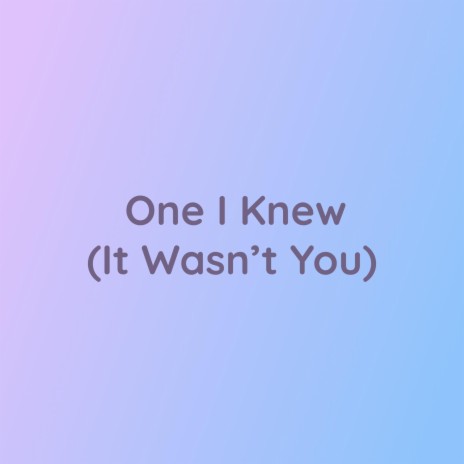 One I Knew (It Wasn't You) | Boomplay Music