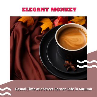 Casual Time at a Street Corner Cafe in Autumn