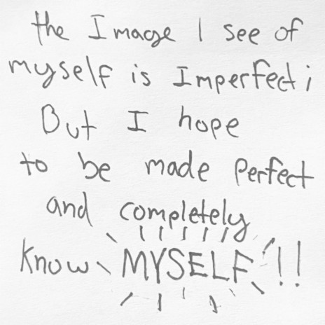 the image i see of myself is imperfect an obscured.