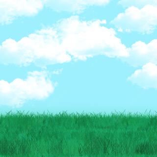 green grass, white cloud