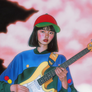 Korean girl street guitarist