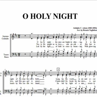 O HOLY NIGHT, Choir and Harp and separate parts of Choir (English lyrics)