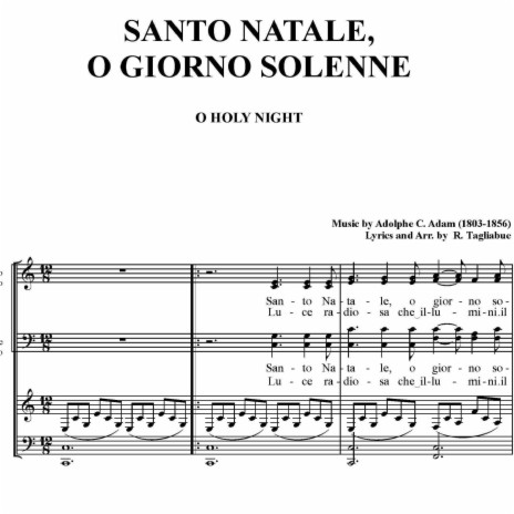 O HOLY NIGHT, Parte per Soprano. SANTO NATALE, O GIORNO SOLENNE | Boomplay Music