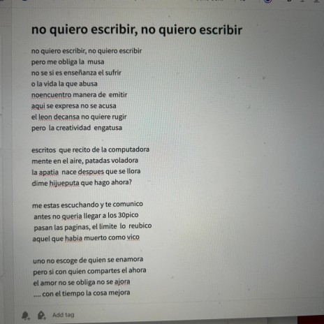 No Quiero Escribir