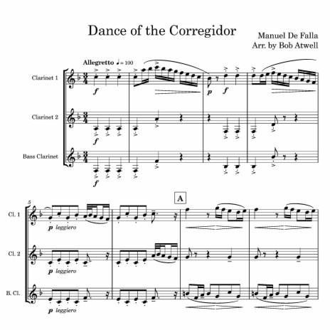 Falla Corregidor Arr. for Clarinet Trio