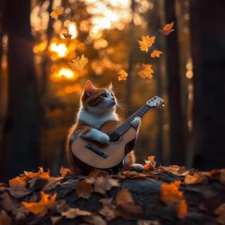 A sad cat playing the guitar