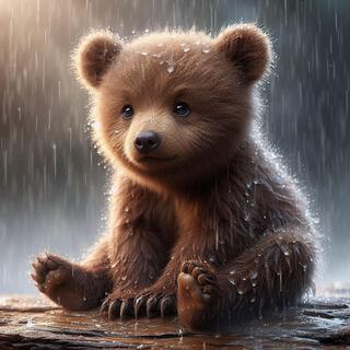 Bear sitting in the rain