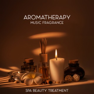 Aromatherapy Music Fragrance: Spa Beauty Treatment and Wellness Background with Massage Oil, Orchid Flowers and Burning Candles