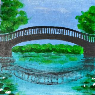 bridge over a river of water lilies