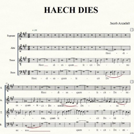 J. Arcadelt. HAEC DIES for SATB Choir | Boomplay Music