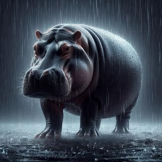 Hippopotamus in the rain