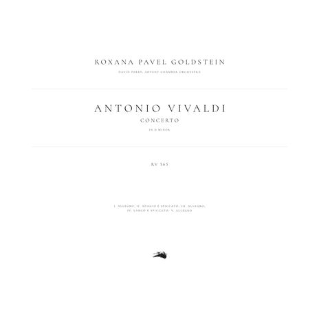 Concerto in D Minor, RV 565: 4. Largo e spiccato ft. Roxana Pavel Goldstein, David Perry & Advent Chamber Orchestra | Boomplay Music