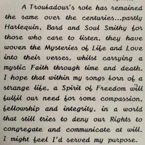 Troubadour's Home Coming THC Solo Cassette Album '93