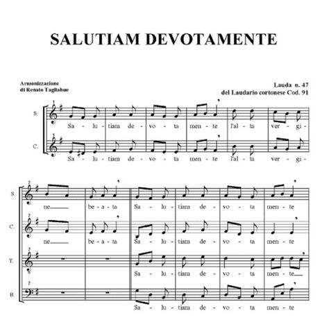 SALUTIAM DEVOTAMENTE. Lauda No. 47 del Laudario Cortonese Cod. 91. Arr. per Coro SATB | Boomplay Music