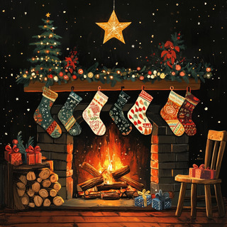 Glowing Tunes: A Fireplace Christmas