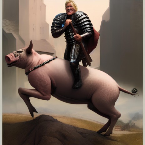 knight riding a pig