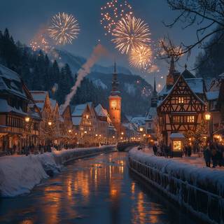 Weihnachtsfeuerwerk Im Deutschen Dorf