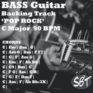 Bass Guitar Backing Track (Pop Rock) in C Major, 90 BPM