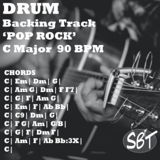 Drum Backing Track (Pop Rock) in C Major, 90 BPM