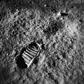 first footprint in the moon