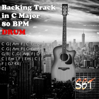 Drum Backing Track C Major | 80 BPM | Pop Rock