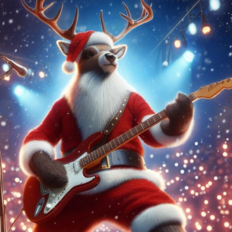 Reindeer playing guitar at Christmas