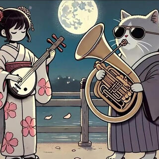 Sakura Moonlit Shamisen and Tuba Duet