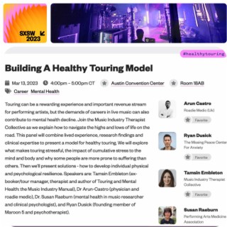 Roadie Medic x MITC @ SxSW 2023 - Building A Healthy Touring Model
